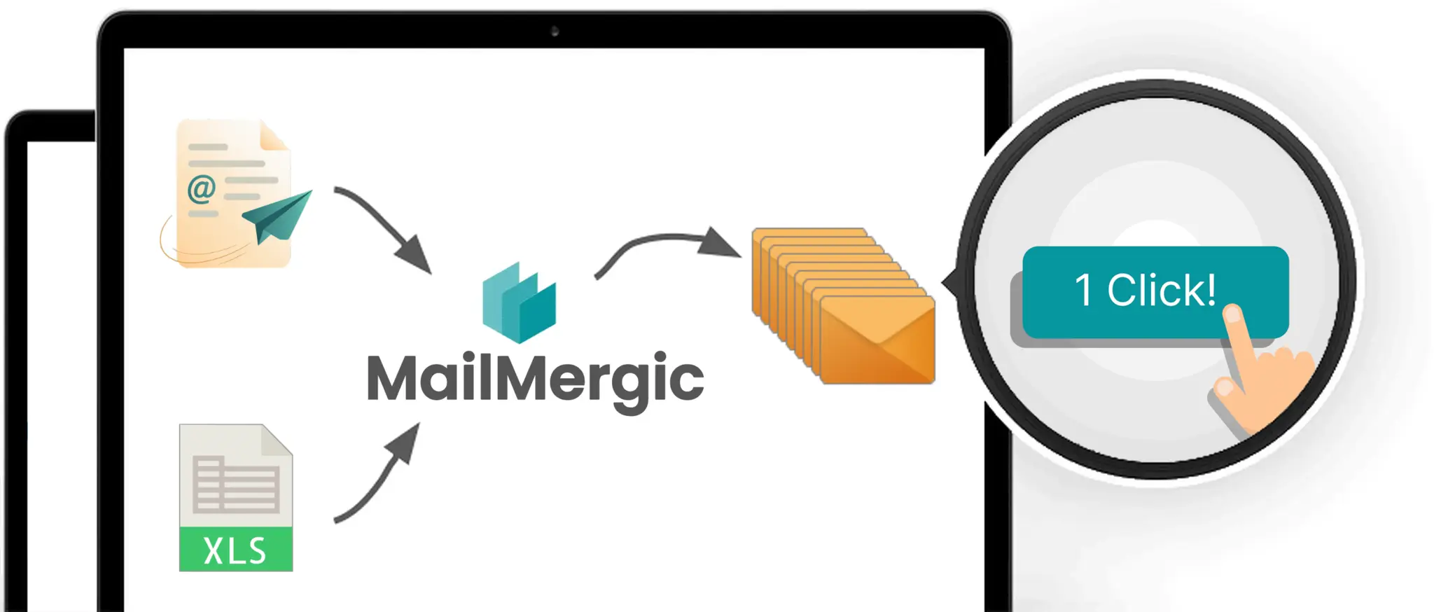 Serienmail nur als E-Mail in MailMergic: Der Editor zeigt eine personalisierte E-Mail mit den Platzhaltern @first_name und @account_id, bereit für den Versand an Hunderte Empfänger aus einer Tabelle.