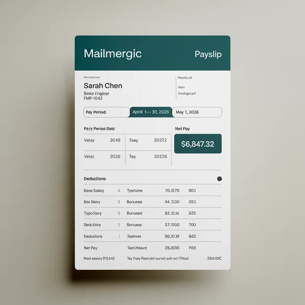 Recibo de nómina por empleado generado desde una plantilla de Excel