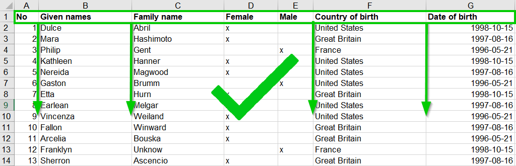 How should my Excel file be formatted? 1 Correct