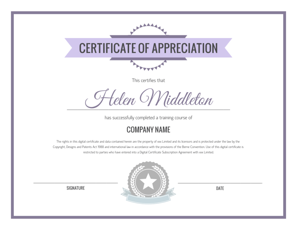 PDF Certificate Example 3