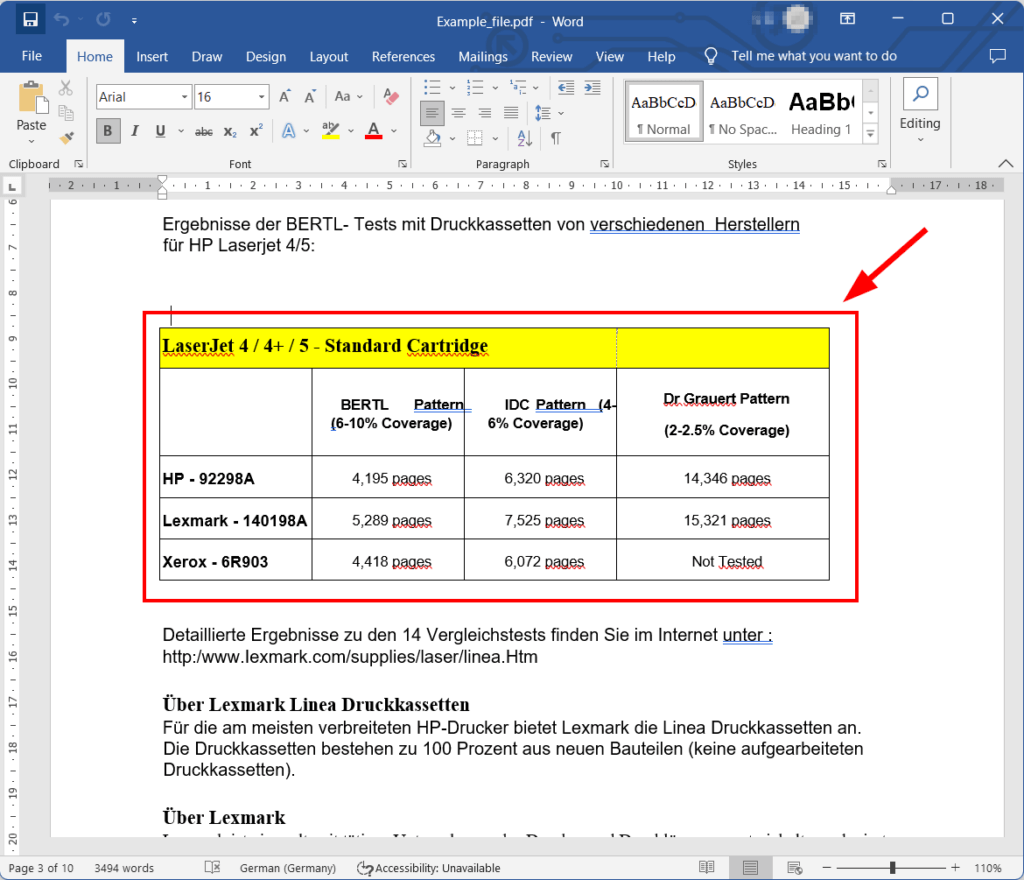 Ahora Word ha convertido tu archivo PDF en un documento Word editable.