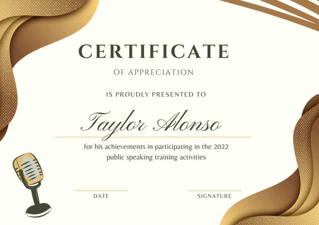 Certificado de aptitud para hablar en público y hacer presentaciones