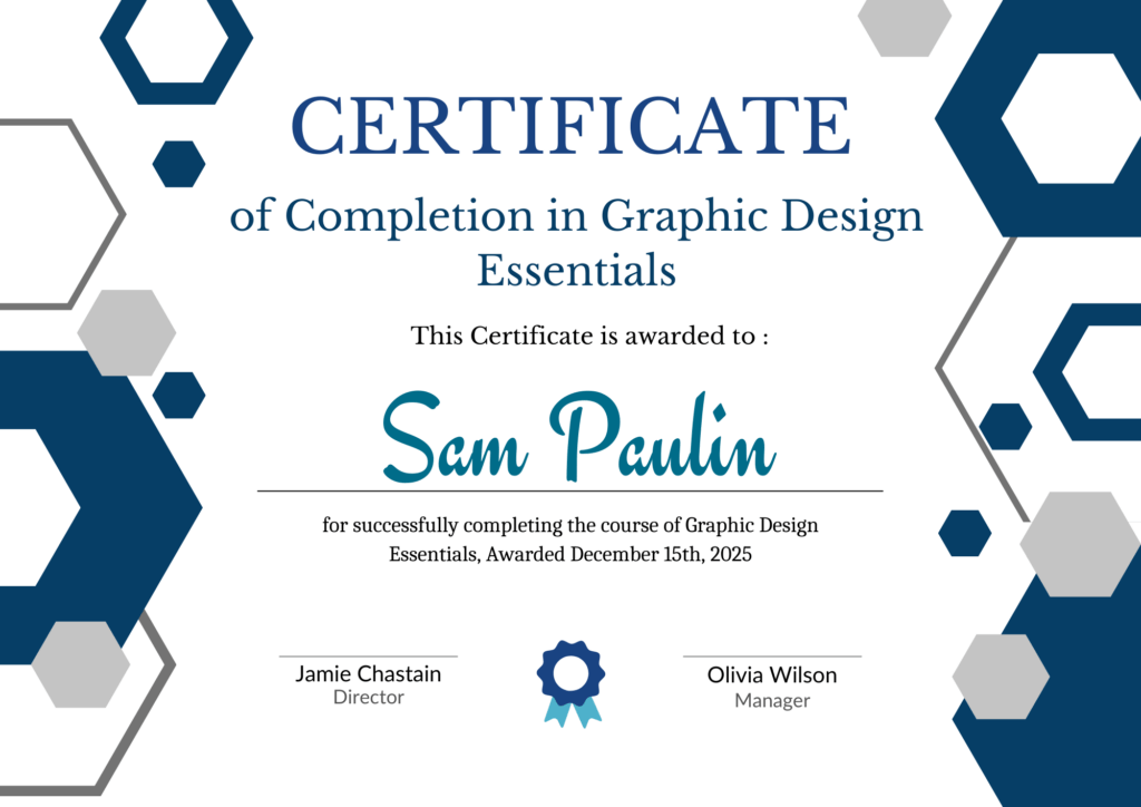 Certificado de Finalización de Estudios Básicos de Diseño Gráfico