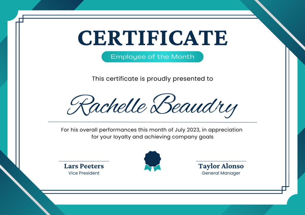 Certificado Empleado del mes