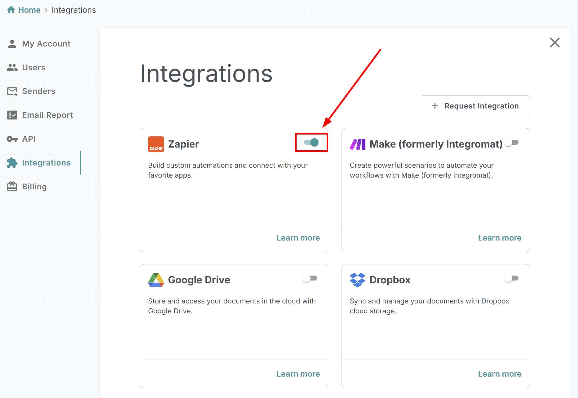 MailMergic Step 7 Activate Zapier Integration