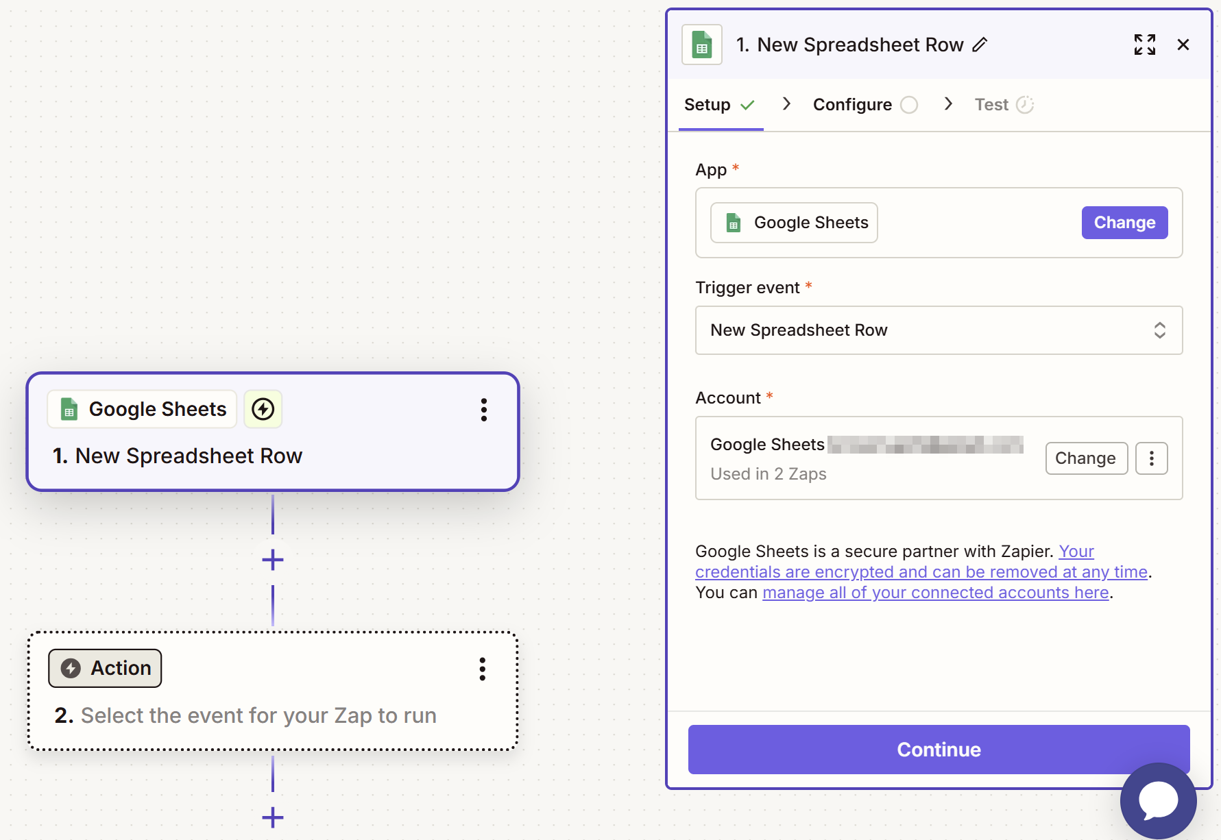 Zapier Step 6 Google Sheets Trigger