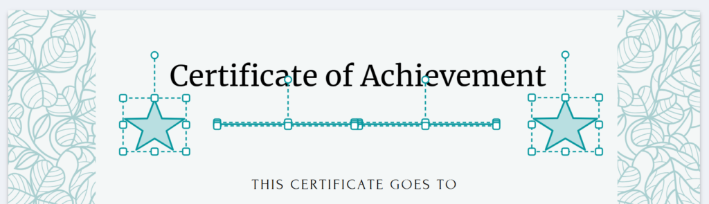 Um modelo de certificado usando uma linha como divisor e uma forma de estrela como detalhe decorativo