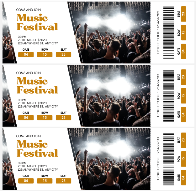 Generated Tickets with Barcodes