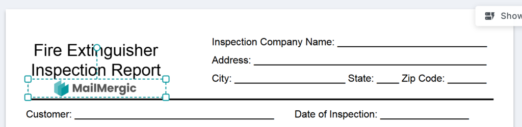Faire glisser une image de logo de l'onglet Images vers la zone de travail d'un modèle de certificat PDF