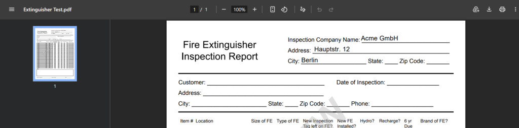 Una vista previa en PDF descargable combinada con datos de Excel