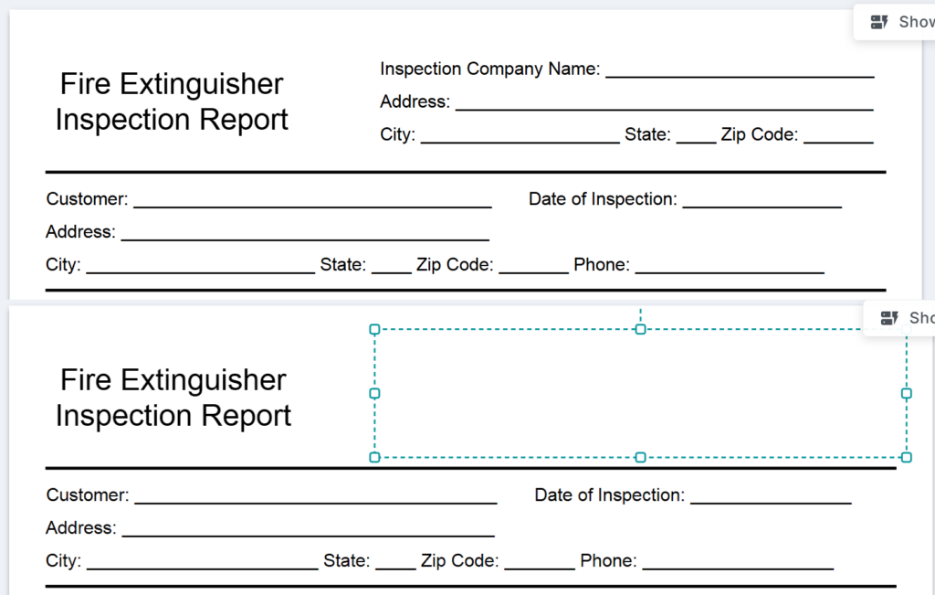 Vorher-nachher: Unerwünschter Text in einem PDF, der durch ein White-Out-Rechteck abgedeckt wird